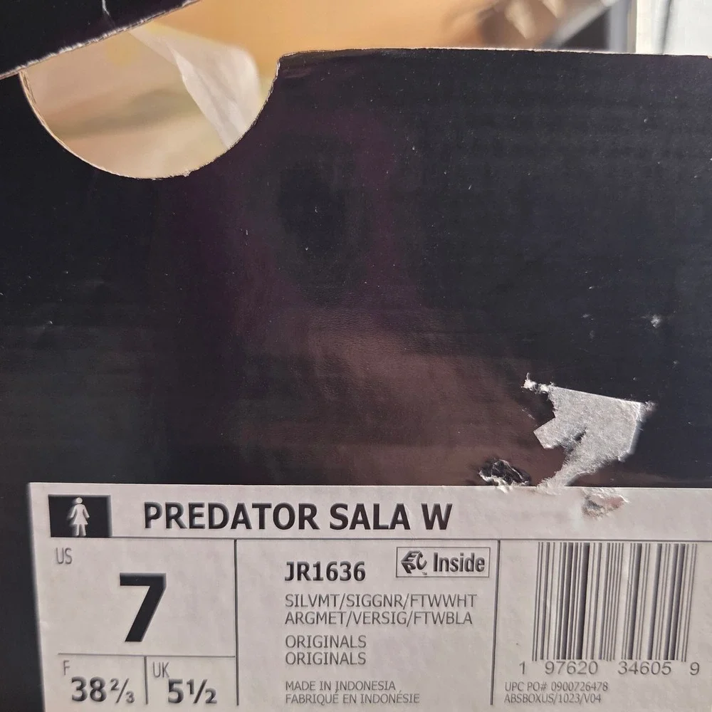 Adidas Predator Sala W Women 7 Silver Green Indoor Soccer Shoes JR1636 Futsal